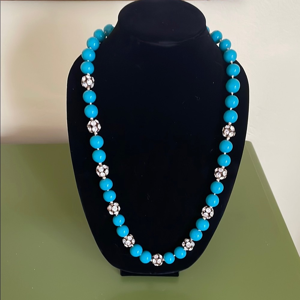 J. Crew Elegant Blue and Crystal Beaded Necklace